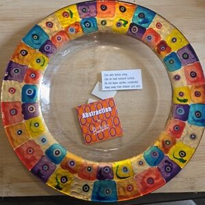 Berkeley Designs Abstraction NWT Circles Candle Plate Hand Painted Metallic